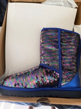 UGG Sequin Ankle Boot in Iridescent Blue-Purple Multi